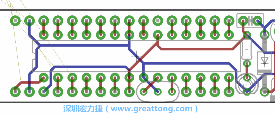 如果可以的話盡量讓接地線保持在電路板的背面，這樣它們就可以在可能范圍內和最大的接地面連結在一起。